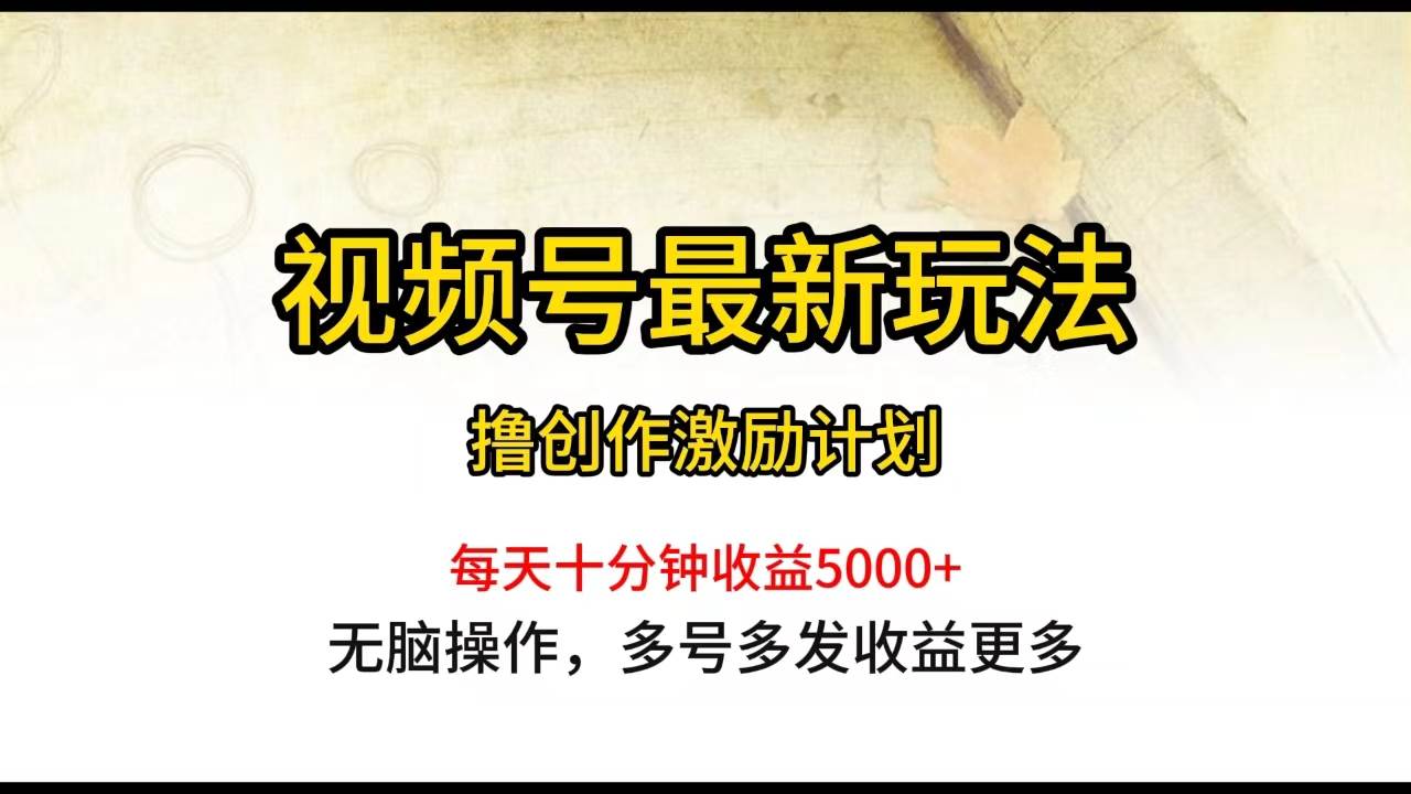 视频号最新玩法，每日一小时月入5000+搞钱项目网-网创项目资源站-副业项目-创业项目-搞钱项目搞钱项目网