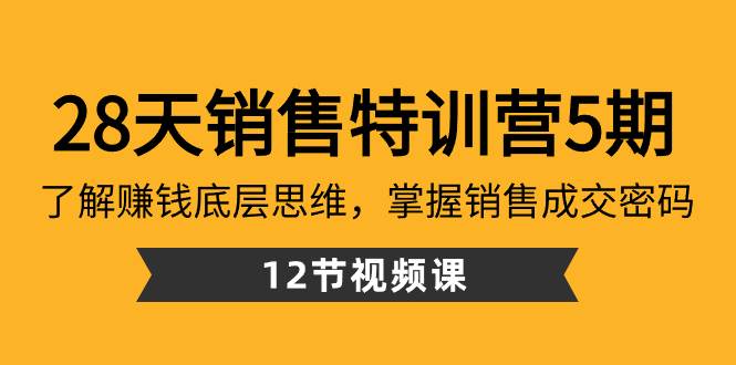 28天·销售特训营5期:了解赚钱底层思维,掌握销售成交密码(12节课)搞钱项目网-网创项目资源站-副业项目-创业项目-搞钱项目搞钱项目网