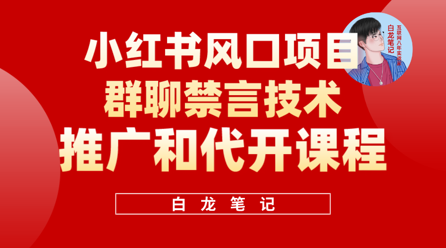 小红书风口项目日入300+，小红书群聊禁言技术代开项目，适合新手操作搞钱项目网-网创项目资源站-副业项目-创业项目-搞钱项目搞钱项目网
