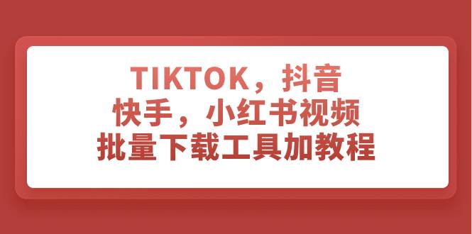 TIKTOK，抖音，快手，小红书视频批量下载工具加教程搞钱项目网-网创项目资源站-副业项目-创业项目-搞钱项目搞钱项目网