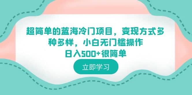 超简单的蓝海冷门项目，变现方式多种多样，小白无门槛操作日入500+很简单搞钱项目网-网创项目资源站-副业项目-创业项目-搞钱项目搞钱项目网