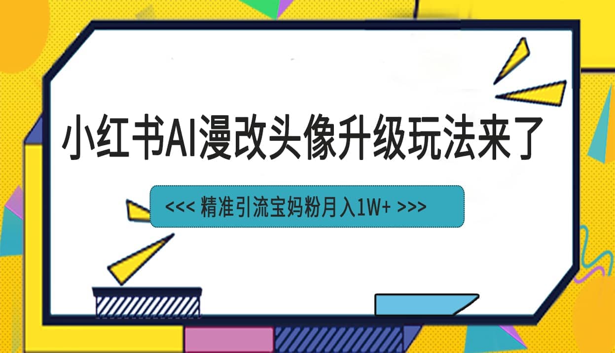 小红书最新AI漫改头像项目，精准引流宝妈粉，月入1w+搞钱项目网-网创项目资源站-副业项目-创业项目-搞钱项目搞钱项目网