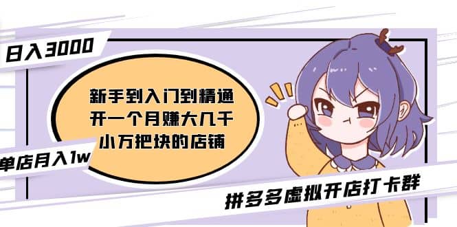 拼多多虚拟开店打卡群：新手到入门到精通搞钱项目网-网创项目资源站-副业项目-创业项目-搞钱项目搞钱项目网