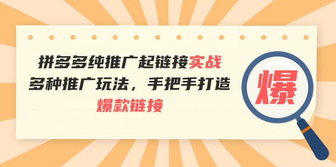 拼多多纯推广起链接实战：多种推广玩法，手把手打造爆款链接搞钱项目网-网创项目资源站-副业项目-创业项目-搞钱项目搞钱项目网