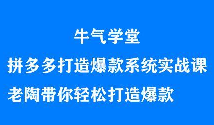 牛气学堂拼多多打造爆款系统实战课，老陶带你轻松打造爆款搞钱项目网-网创项目资源站-副业项目-创业项目-搞钱项目搞钱项目网