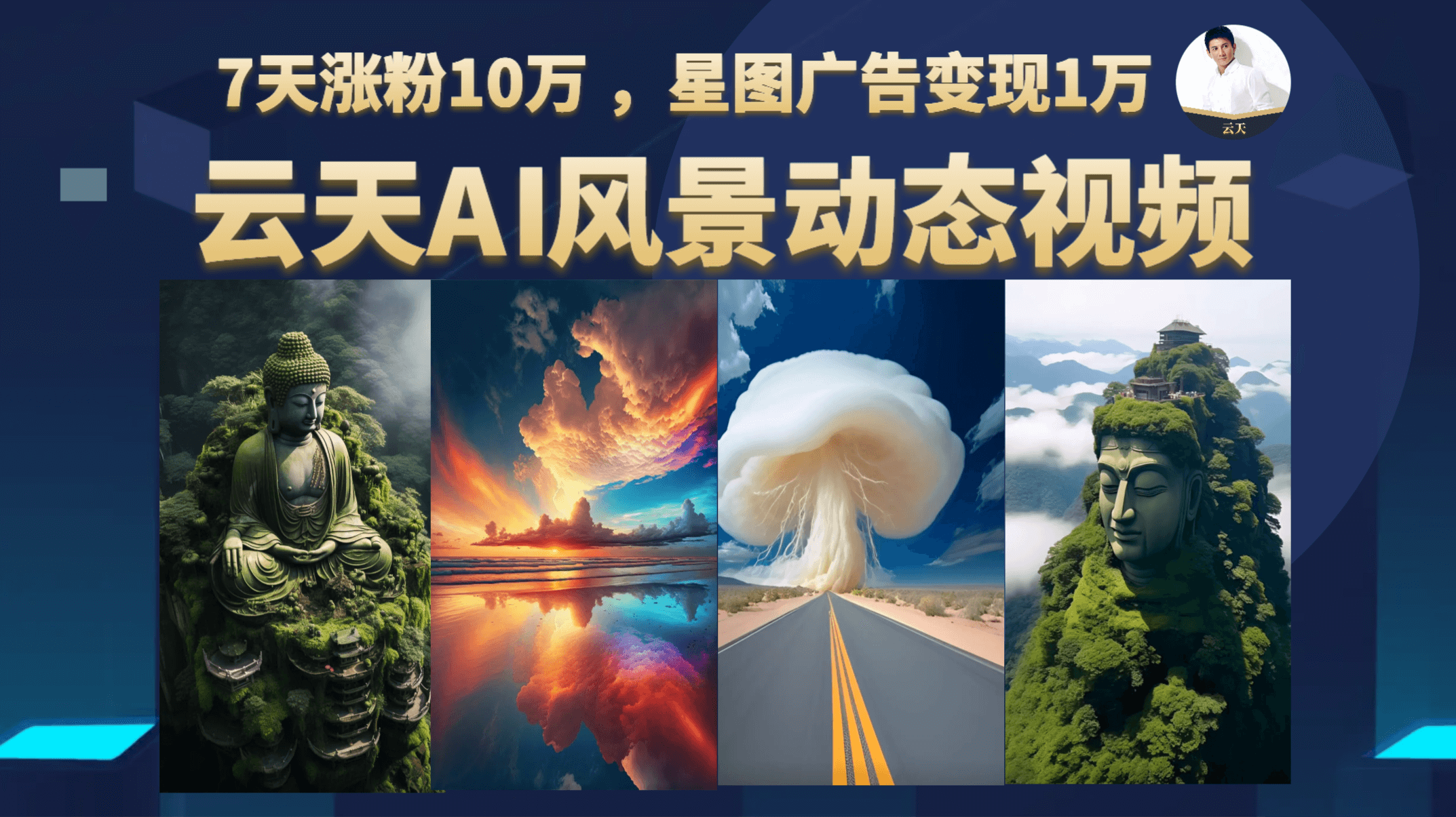 云天AI风景动图视频制作，7天涨粉10万 ，星图广告变现1万搞钱项目网-网创项目资源站-副业项目-创业项目-搞钱项目搞钱项目网