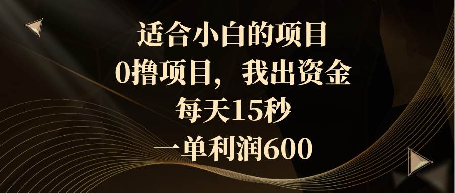 适合小白的项目，0撸项目，我出资金，每天15秒，一单利润600搞钱项目网-网创项目资源站-副业项目-创业项目-搞钱项目搞钱项目网