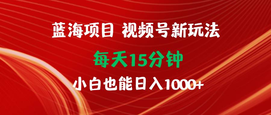 蓝海项目视频号新玩法 每天15分钟 小白也能日入1000+搞钱项目网-网创项目资源站-副业项目-创业项目-搞钱项目搞钱项目网