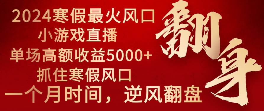 2024年最火寒假风口项目 小游戏直播 单场收益5000+抓住风口 一个月直接提车搞钱项目网-网创项目资源站-副业项目-创业项目-搞钱项目搞钱项目网