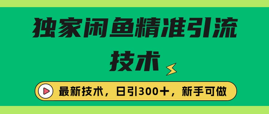 独家闲鱼引流技术，日引300＋实战玩法搞钱项目网-网创项目资源站-副业项目-创业项目-搞钱项目搞钱项目网