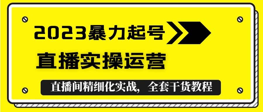 2023暴力起号+直播实操运营,全套直播间精细化实战,全套干货教程搞钱项目网-网创项目资源站-副业项目-创业项目-搞钱项目搞钱项目网