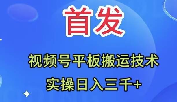 全网首发：视频号平板搬运技术，实操日入三千＋搞钱项目网-网创项目资源站-副业项目-创业项目-搞钱项目搞钱项目网