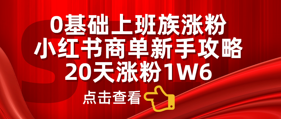0基础上班族涨粉，小红书商单新手攻略，20天涨粉1.6w搞钱项目网-网创项目资源站-副业项目-创业项目-搞钱项目搞钱项目网