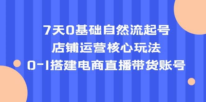 7天0基础自然流起号，店铺运营核心玩法，0-1搭建电商直播带货账号搞钱项目网-网创项目资源站-副业项目-创业项目-搞钱项目搞钱项目网