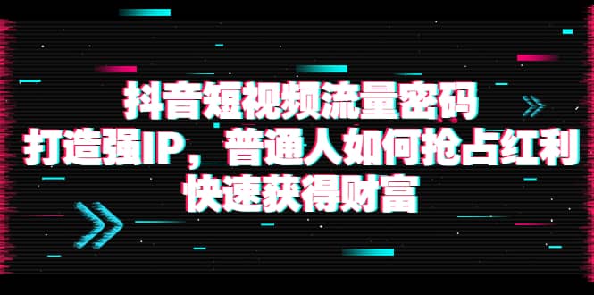 抖音短视频流量密码：打造强IP，普通人如何抢占红利，快速获得财富搞钱项目网-网创项目资源站-副业项目-创业项目-搞钱项目搞钱项目网