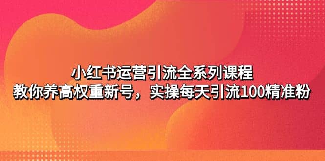 小红书运营引流全系列课程：教你养高权重新号搞钱项目网-网创项目资源站-副业项目-创业项目-搞钱项目搞钱项目网