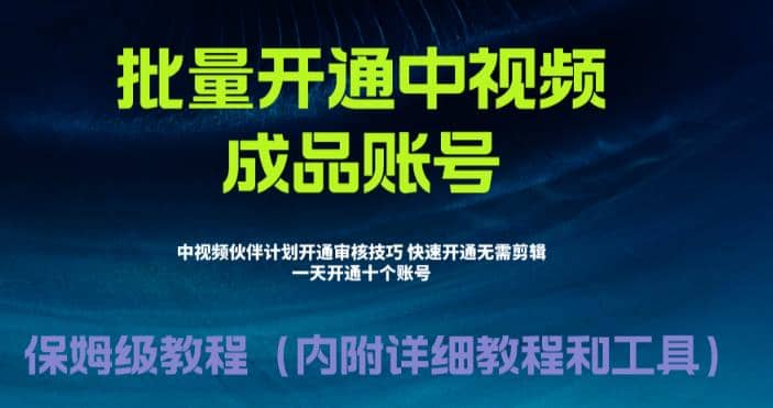 外面收费1980暴力开通中视频计划教程,附 快速通过中视频伙伴计划的办法搞钱项目网-网创项目资源站-副业项目-创业项目-搞钱项目搞钱项目网