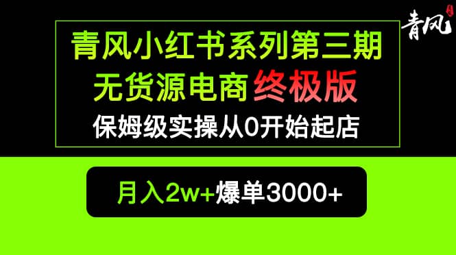 小红书无货源电商爆单终极版【视频教程+实战手册】保姆级实操从0起店爆单搞钱项目网-网创项目资源站-副业项目-创业项目-搞钱项目搞钱项目网