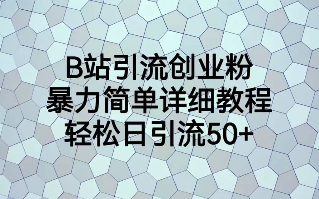 B站引流创业粉，暴力简单详细教程，轻松日引流50+搞钱项目网-网创项目资源站-副业项目-创业项目-搞钱项目搞钱项目网