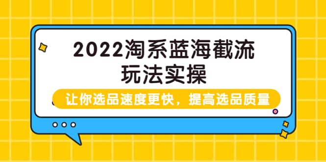 2022淘系蓝海截流玩法实操:让你选品速度更快,提高选品质量(价值599)搞钱项目网-网创项目资源站-副业项目-创业项目-搞钱项目搞钱项目网