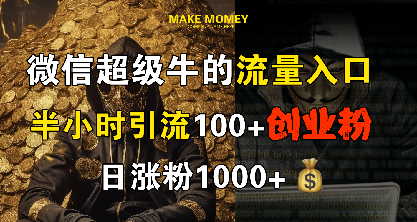 微信超级牛的流量入口，半小时引流100+创业粉，日涨粉1000+搞钱项目网-网创项目资源站-副业项目-创业项目-搞钱项目搞钱项目网