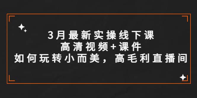 3月最新实操线下课高清视频+课件，如何玩转小而美，高毛利直播间搞钱项目网-网创项目资源站-副业项目-创业项目-搞钱项目搞钱项目网