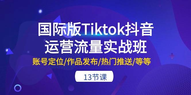 国际版Tiktok抖音运营流量实战班:账号定位/作品发布/热门推送/等等-13节搞钱项目网-网创项目资源站-副业项目-创业项目-搞钱项目搞钱项目网