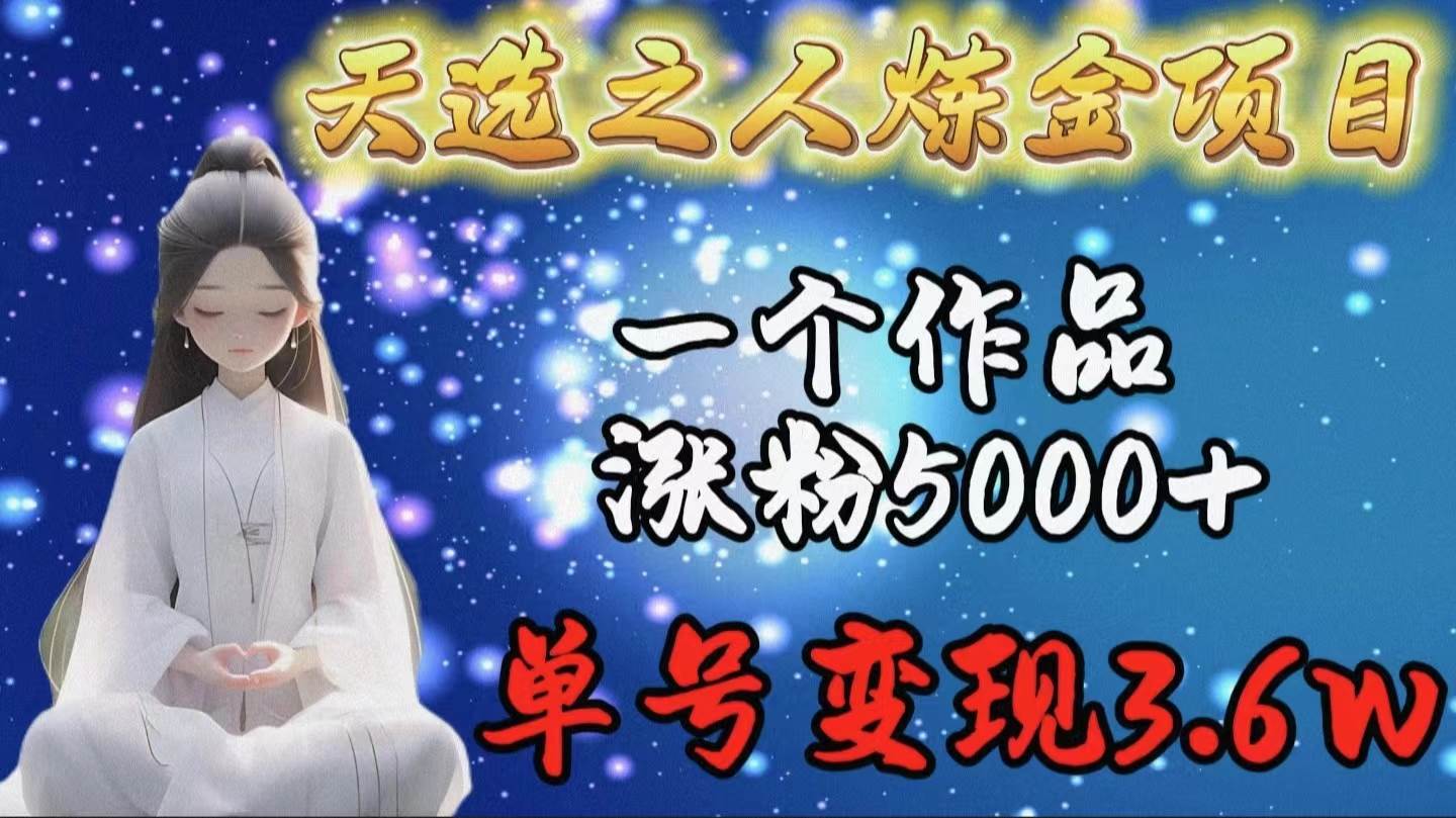 天选之人炼金项目，一个作品涨粉5000+，单号变现3.6w搞钱项目网-网创项目资源站-副业项目-创业项目-搞钱项目搞钱项目网