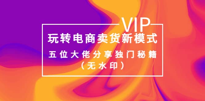 某收费培训：玩转电商卖货新模式，五位大佬分享独门秘籍（无水印）搞钱项目网-网创项目资源站-副业项目-创业项目-搞钱项目搞钱项目网