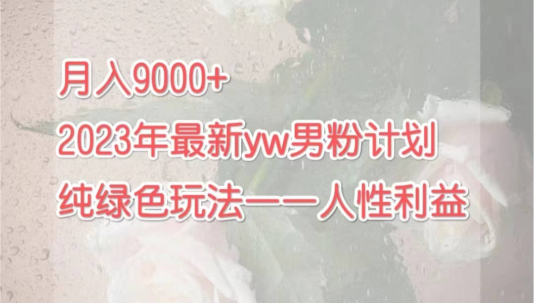 月入9000+2023年9月最新yw男粉计划绿色玩法——人性之利益搞钱项目网-网创项目资源站-副业项目-创业项目-搞钱项目搞钱项目网