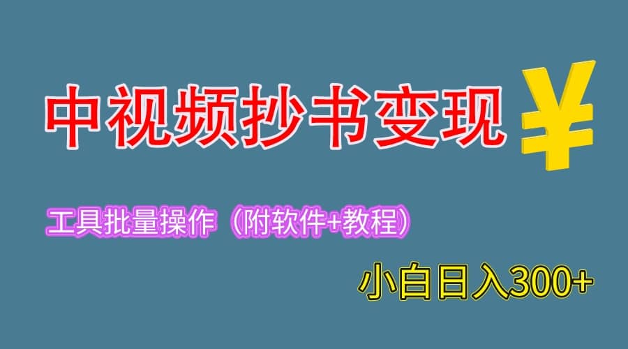 2023中视频抄书变现（附工具+教程），一天300+，特别适合新手操作的副业搞钱项目网-网创项目资源站-副业项目-创业项目-搞钱项目搞钱项目网