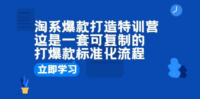 淘系爆款打造特训营：这是一套可复制的打爆款标准化流程搞钱项目网-网创项目资源站-副业项目-创业项目-搞钱项目搞钱项目网