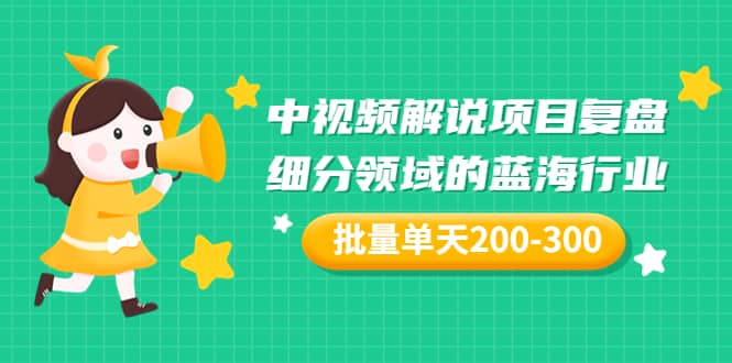 某付费文章：中视频解说项目复盘：细分领域的蓝海行业 批量单天200-300收益搞钱项目网-网创项目资源站-副业项目-创业项目-搞钱项目搞钱项目网