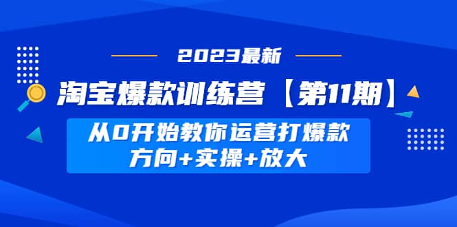 淘宝爆款训练营【第11期】 从0开始教你运营打爆款，方向+实操+放大搞钱项目网-网创项目资源站-副业项目-创业项目-搞钱项目搞钱项目网