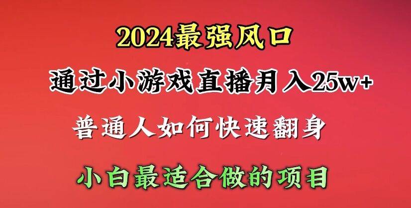 2024年最强风口，通过小游戏直播月入25w+单日收益5000+小白最适合做的项目搞钱项目网-网创项目资源站-副业项目-创业项目-搞钱项目搞钱项目网