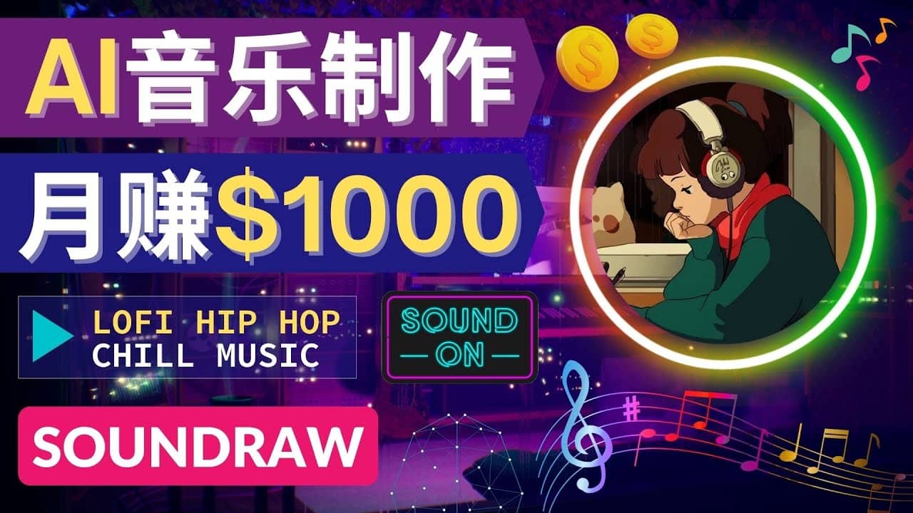 无需任何音乐基础: 使用AI软件制作Lofi Hip Hop Chill Music 月赚1000美元搞钱项目网-网创项目资源站-副业项目-创业项目-搞钱项目搞钱项目网
