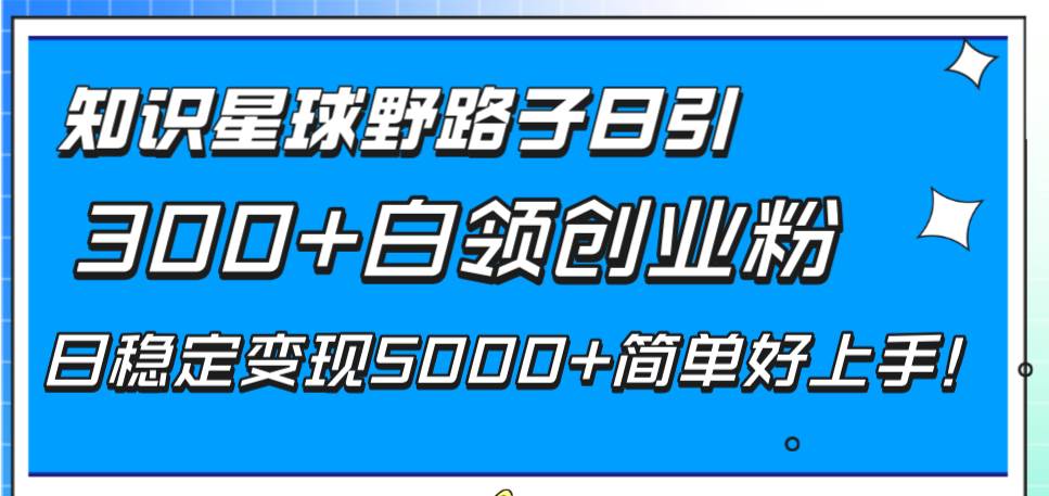 知识星球野路子日引300+白领创业粉，日稳定变现5000+简单好上手！搞钱项目网-网创项目资源站-副业项目-创业项目-搞钱项目搞钱项目网
