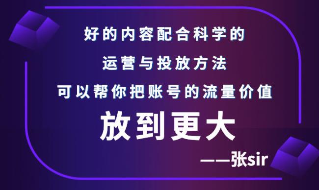 张sir账号流量增长课,告别海王流量,让你的流量更精准搞钱项目网-网创项目资源站-副业项目-创业项目-搞钱项目搞钱项目网