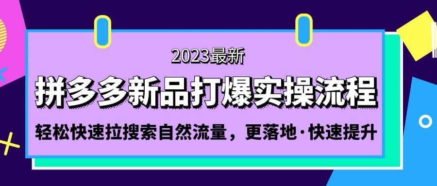 拼多多-新品打爆实操流程：轻松快速拉搜索自然流量，更落地·快速提升搞钱项目网-网创项目资源站-副业项目-创业项目-搞钱项目搞钱项目网