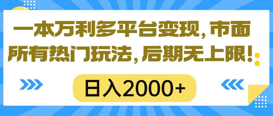 一本万利多平台变现，市面所有热门玩法，日入2000+，后期无上限！搞钱项目网-网创项目资源站-副业项目-创业项目-搞钱项目搞钱项目网
