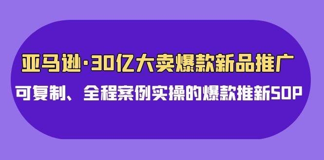 亚马逊30亿·大卖爆款新品推广，可复制、全程案例实操的爆款推新SOP搞钱项目网-网创项目资源站-副业项目-创业项目-搞钱项目搞钱项目网