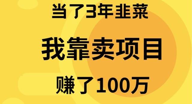 当了3年韭菜，我靠卖项目赚了100万搞钱项目网-网创项目资源站-副业项目-创业项目-搞钱项目搞钱项目网
