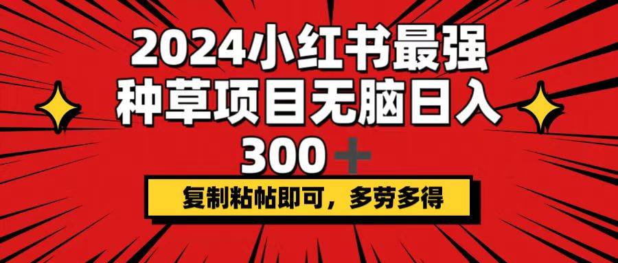 2024小红书最强种草项目,无脑日入300+,复制粘帖即可,多劳多得搞钱项目网-网创项目资源站-副业项目-创业项目-搞钱项目搞钱项目网