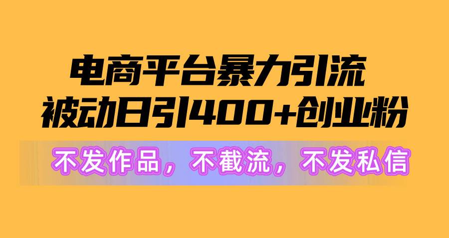 电商平台暴力引流,被动日引400+创业粉不发作品,不截流,不发私信搞钱项目网-网创项目资源站-副业项目-创业项目-搞钱项目搞钱项目网