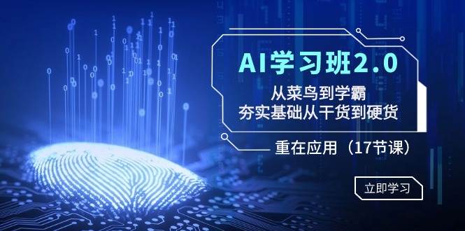 AI学习班2.0：从菜鸟到学霸，夯实基础从干货到硬货，重在应用（17节课）搞钱项目网-网创项目资源站-副业项目-创业项目-搞钱项目搞钱项目网