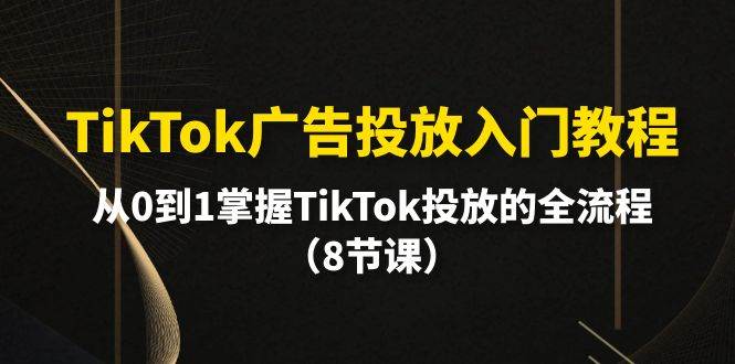 TikTok广告投放入门教程，从0到1掌握TikTok投放的全流程（8节课）搞钱项目网-网创项目资源站-副业项目-创业项目-搞钱项目搞钱项目网