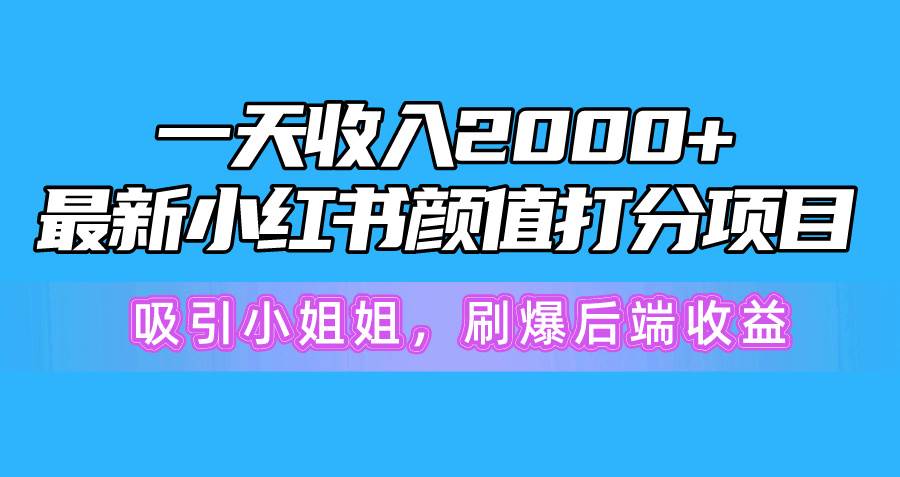 一天收入2000+，最新小红书颜值打分项目，吸引小姐姐，刷爆后端收益搞钱项目网-网创项目资源站-副业项目-创业项目-搞钱项目搞钱项目网