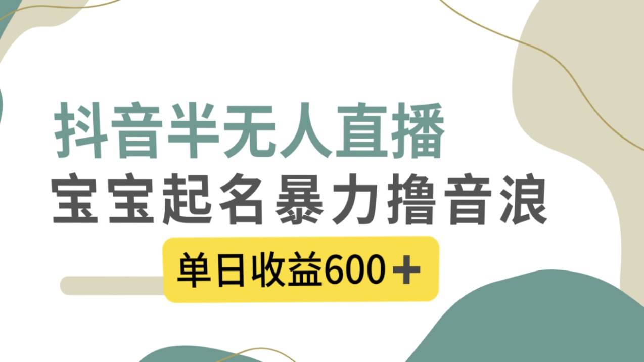 抖音半无人直播,宝宝起名,暴力撸音浪,单日收益600+搞钱项目网-网创项目资源站-副业项目-创业项目-搞钱项目搞钱项目网