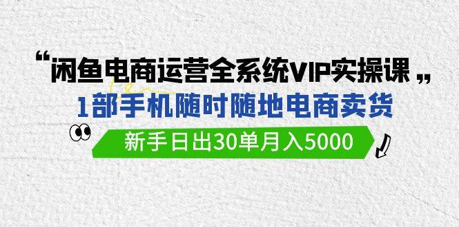 闲鱼电商运营全系统VIP实战课，1部手机随时随地卖货，新手日出30单月入5000搞钱项目网-网创项目资源站-副业项目-创业项目-搞钱项目搞钱项目网