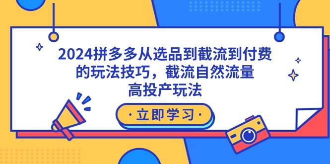 2024拼多多从选品到截流到付费的玩法技巧，截流自然流量玩法，高投产玩法搞钱项目网-网创项目资源站-副业项目-创业项目-搞钱项目搞钱项目网